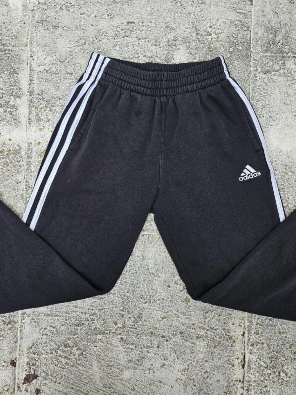 Adidas Boys Pant Black Joggar Trouser Sport Athletic White Stripes Size - Picture 2 of 8
